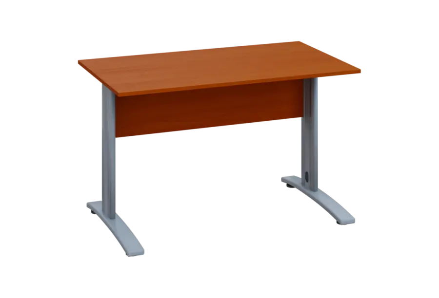 EPK 17 - 12 stůl kancelářský, kovová podnož stříbrná, deska 18 mm, široký 1200 mm, třešeň šumavská